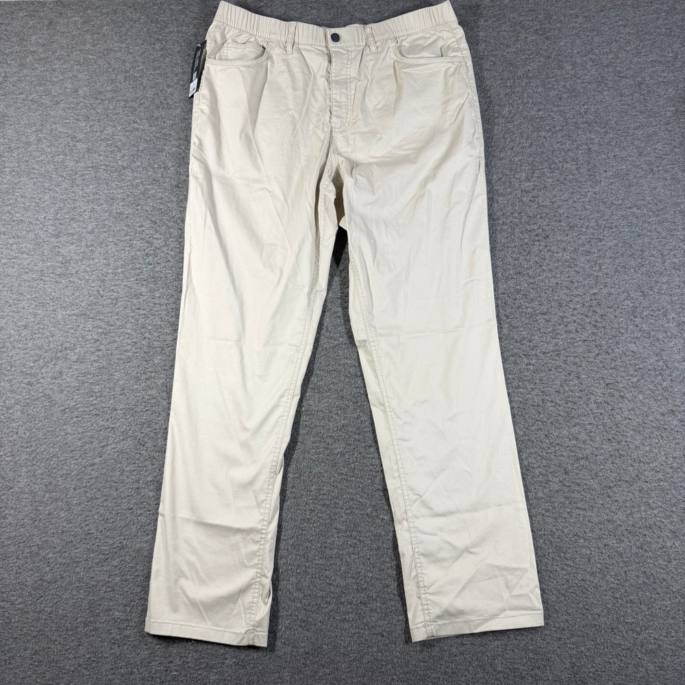 NWT Essential 5-Pocket Pant Oat Beige XL 32 Mens Straight Leg Elastic Waist